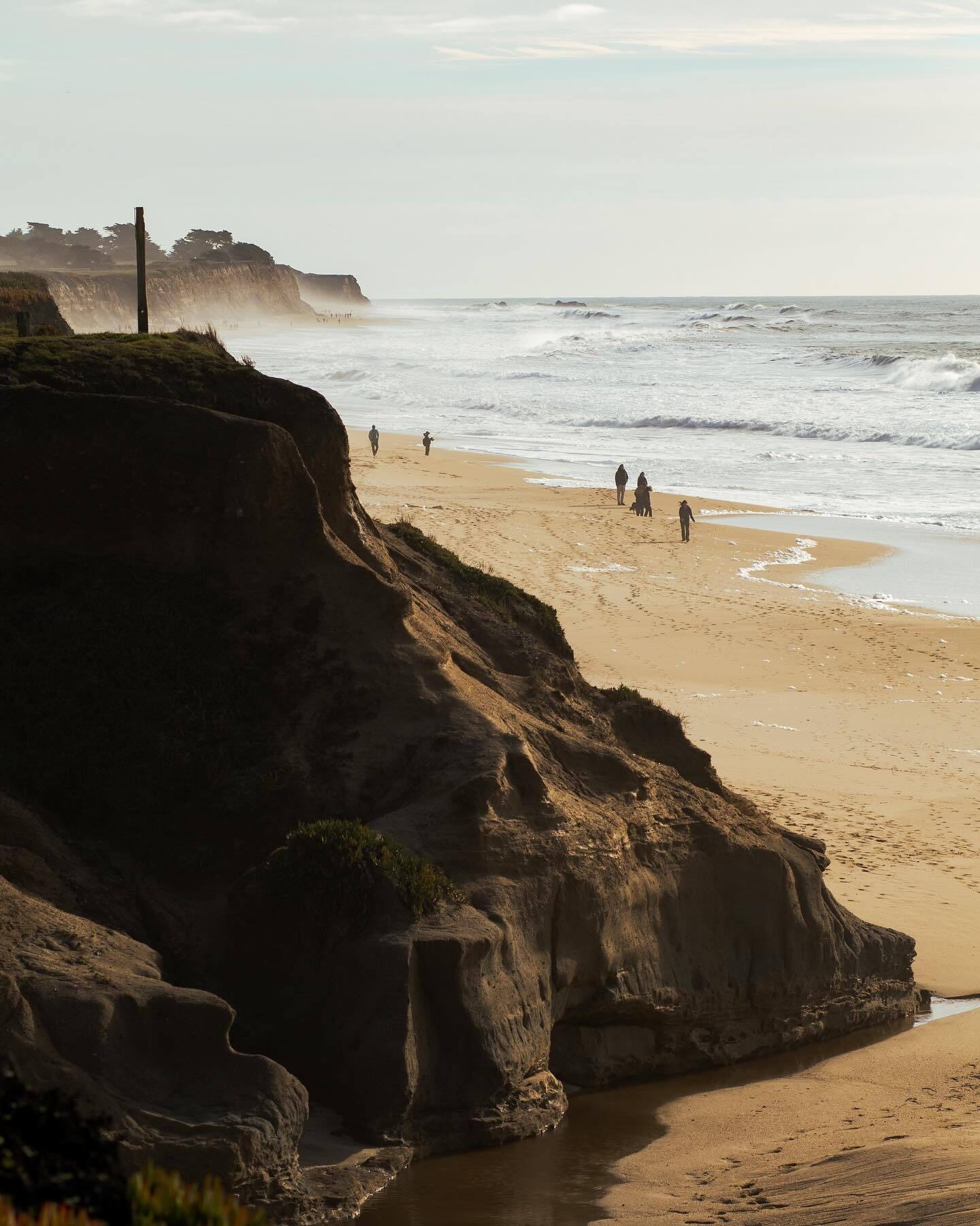 The same cliffs and beach in colour